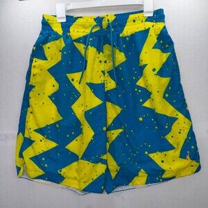Jordan Jumpman Poolside Swim trunk Shorts Mens Large Blue Yellow 9" Lined CJ4701